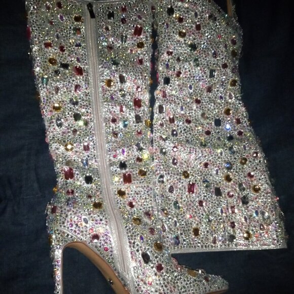 AZALEA WANG "ICONIC STANCE" RHINESTONE COVERED KNEE HIGH BOOT IN PINK(BRAND NEW - Picture 8 of 9